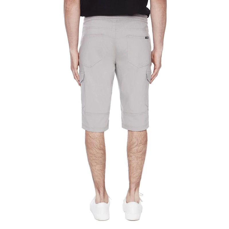 Dark Black Men's Pull on Cargo Capri Short - Cream, Sizes S-XXL