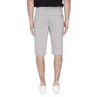 Dark Black Men's Pull on Cargo Capri Short - Cream, Sizes S-XXL