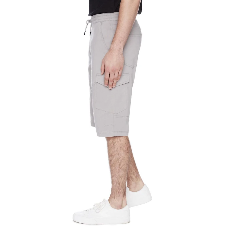Dark Black Men's Pull on Cargo Capri Short - Cream, Sizes S-XXL
