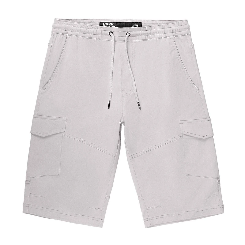 Dark Black Men's Pull on Cargo Capri Short - Cream, Sizes S-XXL