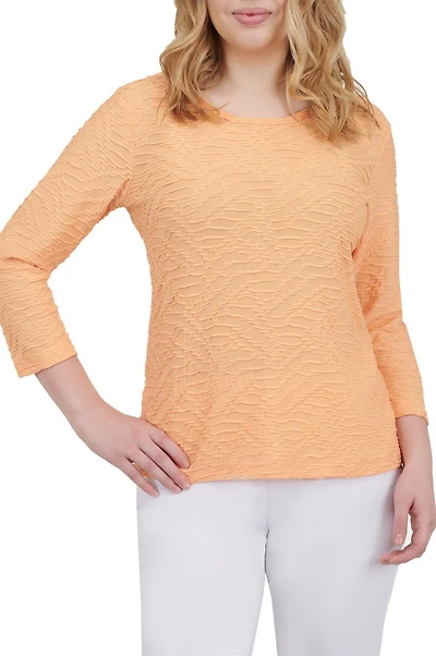 Alia Women's Solid Ripple Knit Top