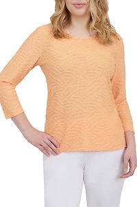 Alia Women's Solid Ripple Knit Top