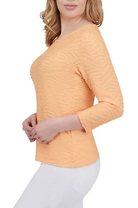Alia Women's Solid Ripple Knit Top