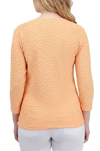 Alia Women's Solid Ripple Knit Top