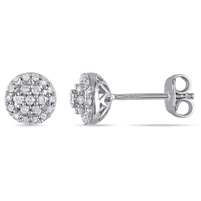 Miabella 0.25 Carat T.W. Diamond Sterling Silver Halo Stud Earrings