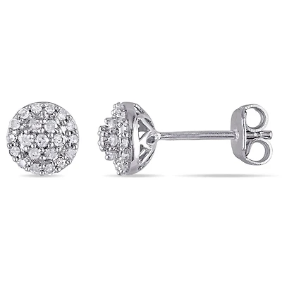 Miabella 0.25 Carat T.W. Diamond Sterling Silver Halo Stud Earrings