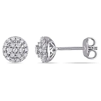 Miabella 0.25 Carat T.W. Diamond Sterling Silver Halo Stud Earrings