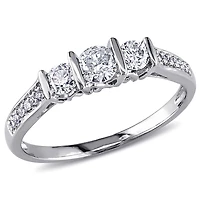 Bague de fiançailles à trois pierres Miabella avec diamants 0,50 ct poids total en or blanc 10 k