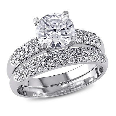 Ensemble nuptial avec zircons cubiques de 4,38 ct PBT en argent sterling de Miabella