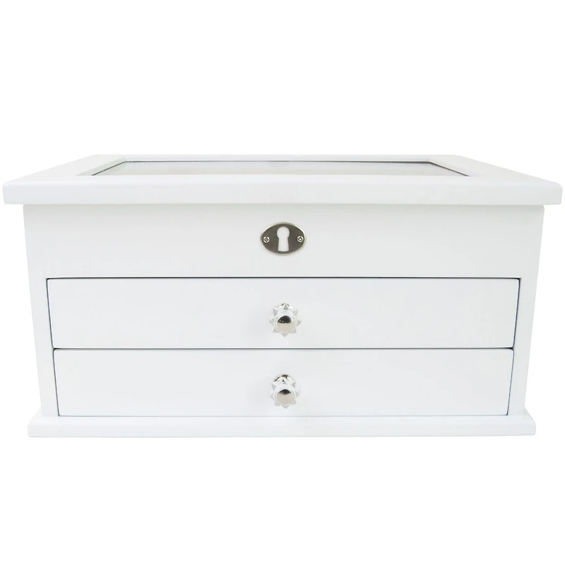 Mele and Co Grande boîte à bijoux en bois avec dessus en verre Lili