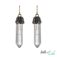 Boucles d'oreilles en laiton Jewels 4 Ever à pointe de quartz blanche authentique et à calotte de cristal