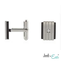Jewels 4 Ever Stainless Steel CZ Cufflinks