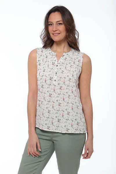 JAX Women's Printed Sleeveless Textured Top