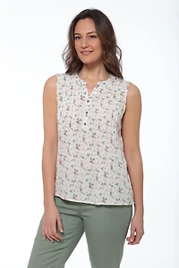 JAX Women's Printed Sleeveless Textured Top