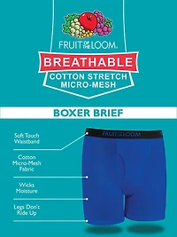 Fruit of the Loom Boys Breathable Micro Mesh Boxer Brief, 4-Pack, Sizes S-L