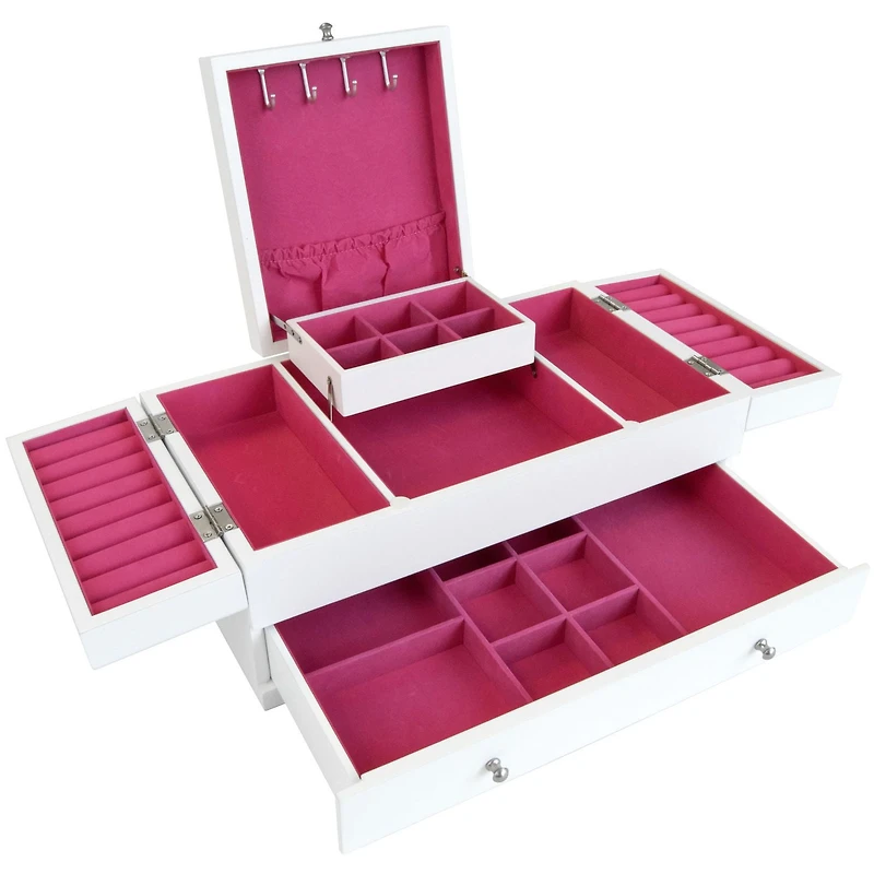 Mele and Co Everly Boîte à Bijoux en Bois avec Intérieur Rose