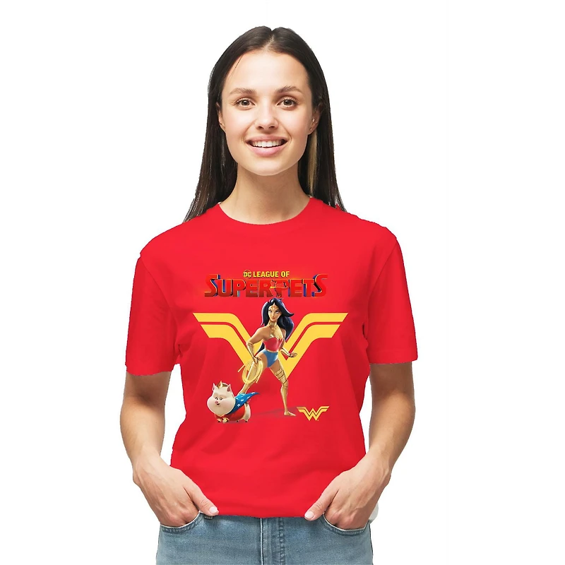 T-shirt à manches courtes DC Super Pets Wonder Together pour femme Tailles: TP-TG