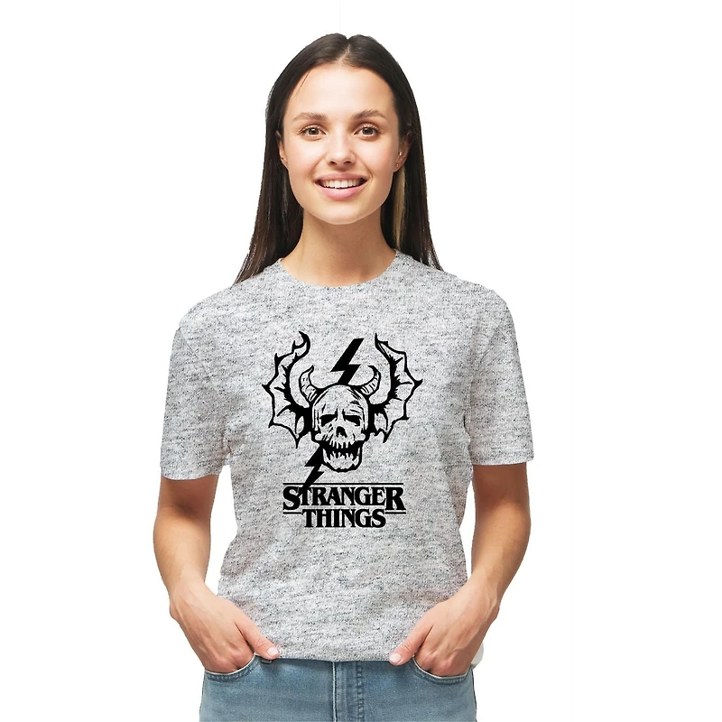 Ladies Stranger Things Skull Short Sleeve T-Shirt