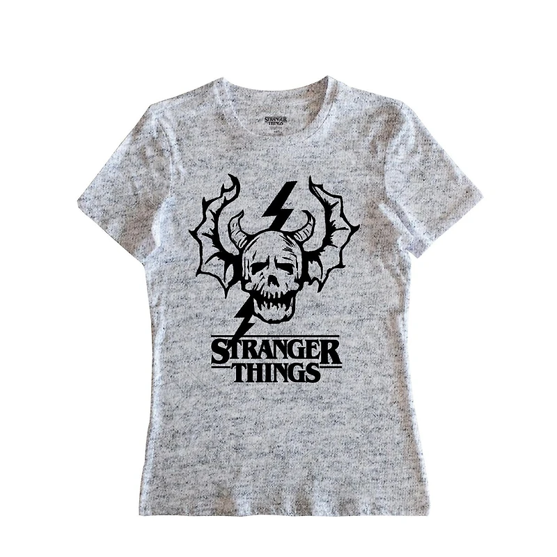 Ladies Stranger Things Skull Short Sleeve T-Shirt