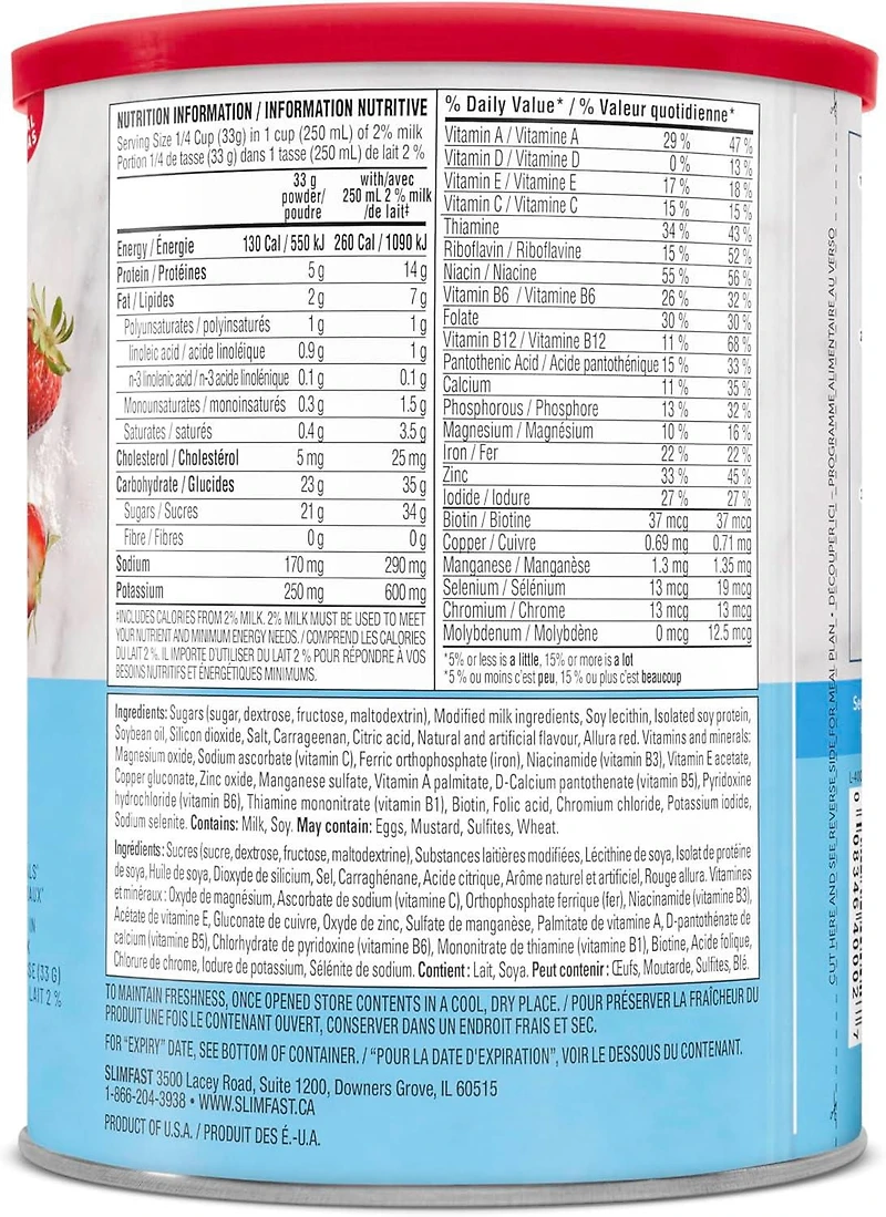 Mélange pour substitut de repas au fraise suprême Coupe la faim de SlimFast