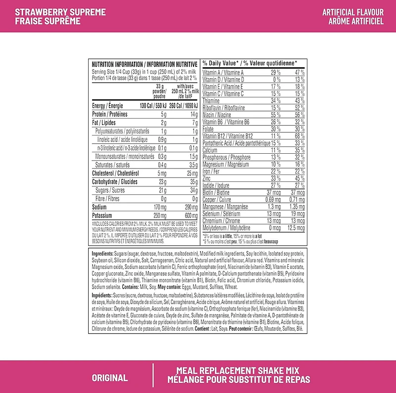 Mélange pour substitut de repas au fraise suprême Coupe la faim de SlimFast