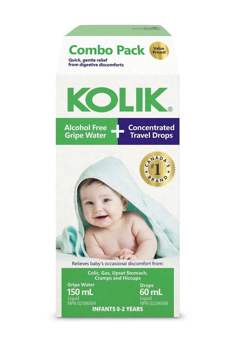 DR CHASE KOLIK COMBO PACK - GRIPE WATER ALCOHOL FREE & GAS RELIEF DROPS, 150ml + 60ml