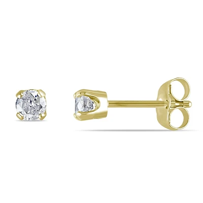 Boutons d'oreilles solitaires Miabella avec diamants 0,33 ct poids total en or jaune 14 k
