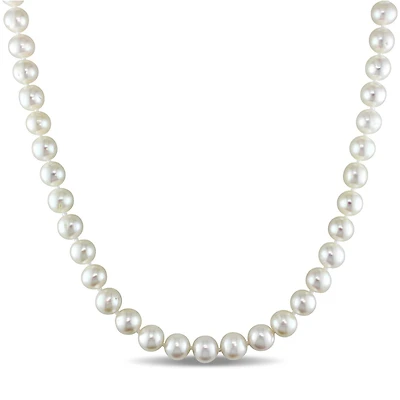 Miabella 8-9mm White Freshwater Cultured Pearl Sterling Silver Strand Necklace