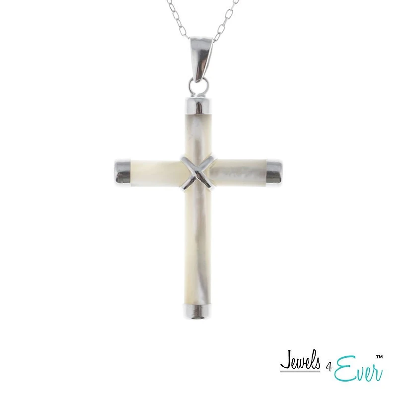 Pendentif cruciforme Jewels 4 Ever en onyx véritable et en argent sterling sur chaîne en rhodium