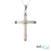 Pendentif cruciforme Jewels 4 Ever en onyx véritable et en argent sterling sur chaîne en rhodium