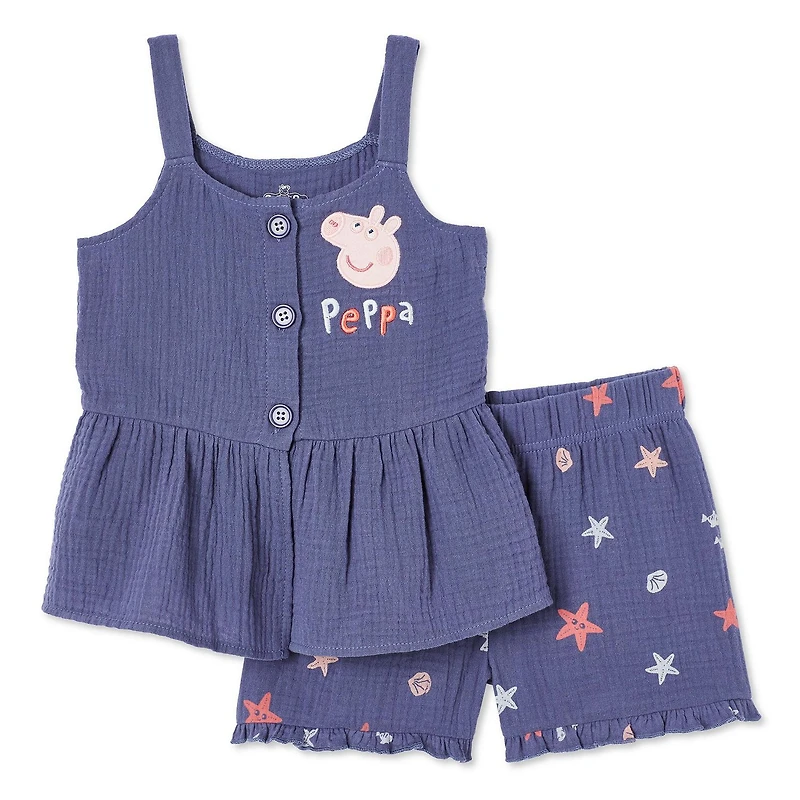 Ensemble chiffonné 2 pièces Peppa Pig pour petites filles