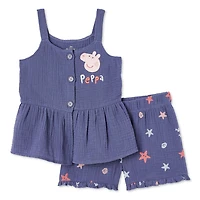 Ensemble chiffonné 2 pièces Peppa Pig pour petites filles