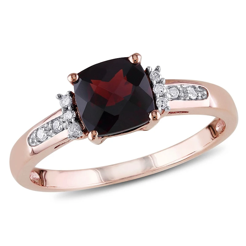 Tangelo 1.33 Carat T.G.W Garnet and Diamond-Accent 10 K Rose Gold Ring