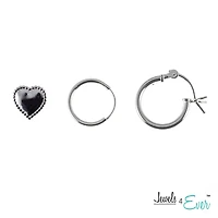 Jewels 4 Ever Trio of Sterling Silver Hoop and Stud Earrings