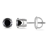 Asteria 1 Carat T.W. Black Diamond 14 K White Gold Stud Earrings