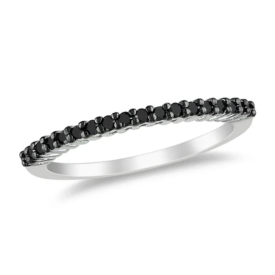 Bague d'anniversaire avec diamants noirs 0,20 ct poids total en or blanc 10 k