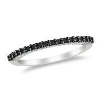Bague d'anniversaire  avec diamants noirs 0,20 ct poids total en or blanc 10 k