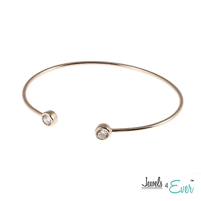 Bracelet à ouverture réglable Jewels 4 Ever en argent sterling plaqué en or rose serti de pierres de zircone cubique