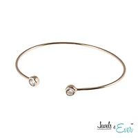 Bracelet à ouverture réglable Jewels 4 Ever en argent sterling plaqué en or rose serti de pierres de zircone cubique