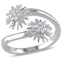 Miabella 0.14 ct White Topaz Sterling Silver Flower Ring