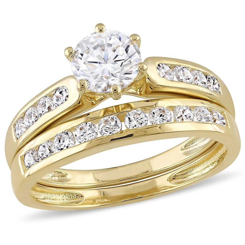 Miabella 2.60 ct Cubic zirconia Yellow Rhodium Plated Sterling Silver Bridal Set