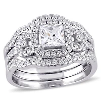 Miabella 2.20 ct Cubic zirconia Sterling Silver Bridal Set