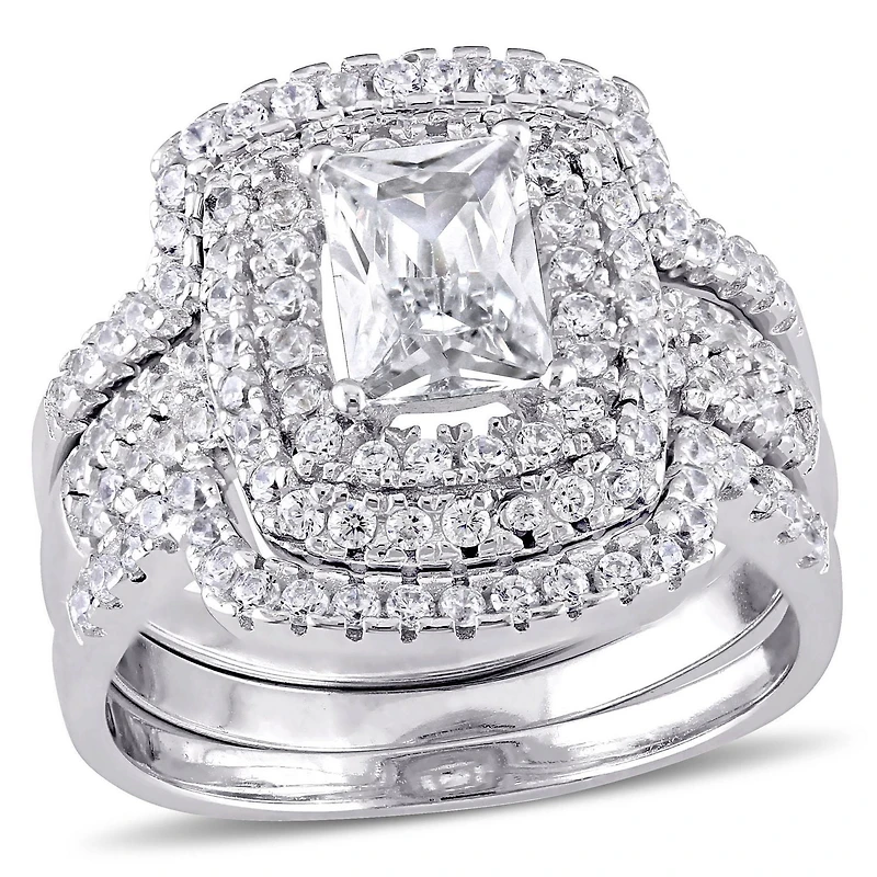 Ensemble nuptial avec zircons cubiques 4,12 ct en argent sterling de Miabella