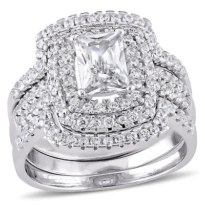 Ensemble nuptial avec zircons cubiques 4,12 ct en argent sterling de Miabella