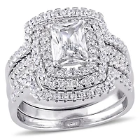 Ensemble nuptial avec zircons cubiques 4,12 ct en argent sterling de Miabella