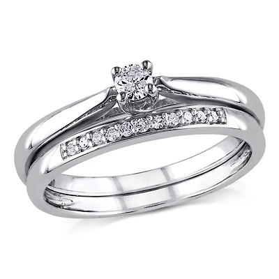 Ensemble nuptial avec diamants de 0,17 ct poids total en argent sterling de Miabella