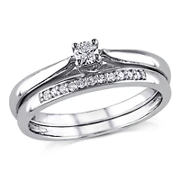 Ensemble nuptial avec diamants de 0,17 ct poids total en argent sterling de Miabella