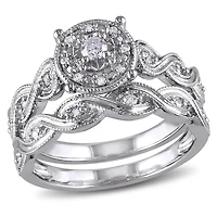 Miabella 0.20 Carat T.W. Diamond Sterling Silver Halo Infinity Bridal Set