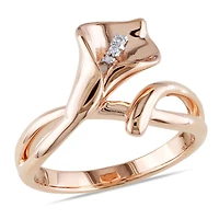 Miabella Diamond-Accent Rose Rhodium-Plated Sterling Silver Calla Lily Flower Ring