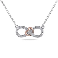 Miabella 0.10 Carat T.W Diamond Two-Tone Sterling Silver Infinity Heart Necklace, 18"